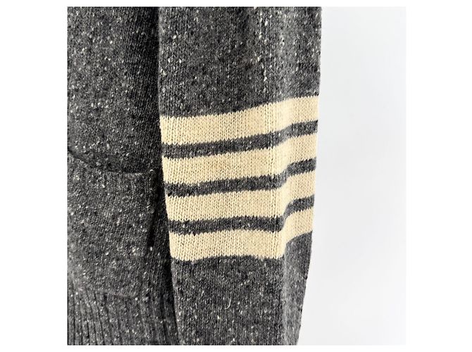 Thom Browne Mohair-Tweed-Cardigan mit diagonalem Armband Grau Braun - Ansicht 7