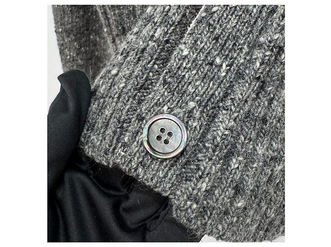 Thom Browne Mohair-Tweed-Cardigan mit diagonalem Armband Grau Braun - Ansicht 8