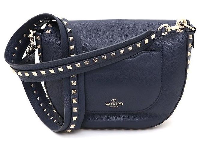 Valentino Bolsa transversal Rockstud meia lua com aba Azul - vista 3