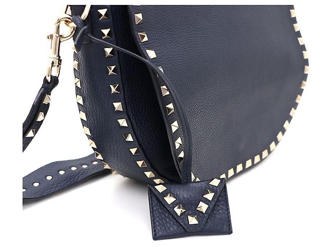 Valentino Bolsa transversal Rockstud meia lua com aba Azul - vista 4