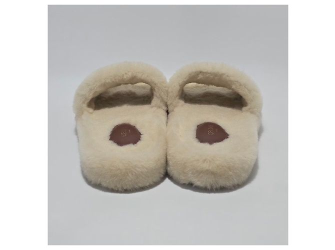 Céline Triomphe Shearling-Sandalen Silber - Ansicht 4