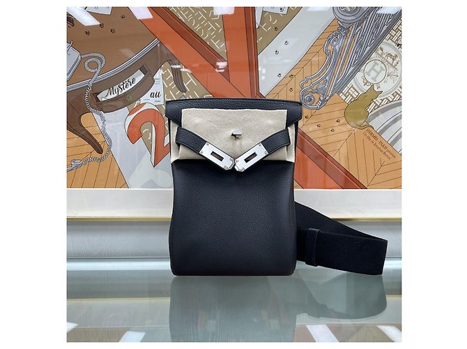 Hermès Kelly Hackado PM Black con incisione argentata Nero - vista 2