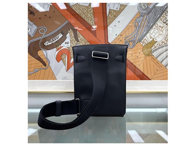 Hermès Kelly Hackado PM Black con incisione argentata Nero - vista 6