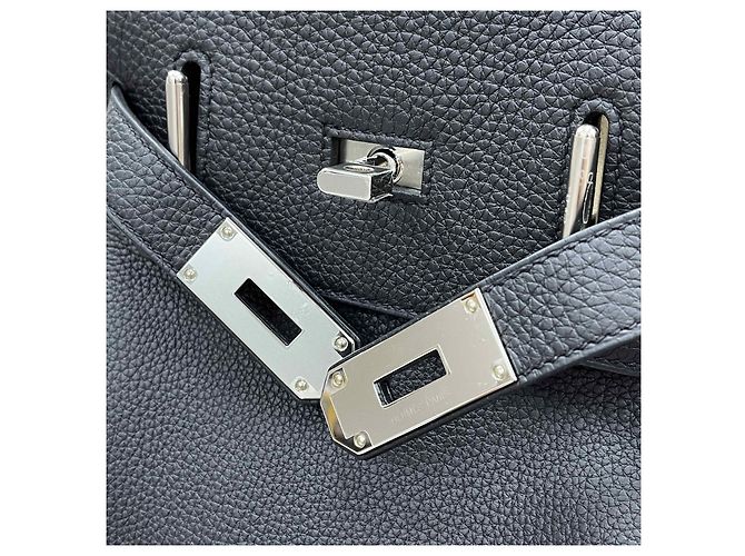 Hermès Kelly Hackado PM Black con incisione argentata Nero - vista 7