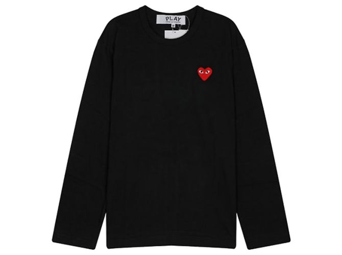 Comme Des Garcons Langarm-T-Shirt mit rotem Patch Schwarz - Ansicht 2