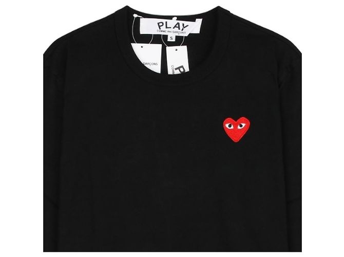Comme Des Garcons Langarm-T-Shirt mit rotem Patch Schwarz - Ansicht 4