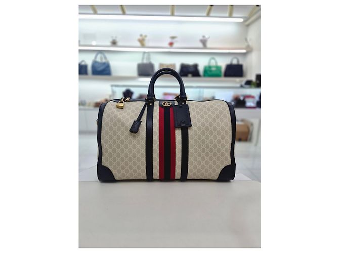Gucci Borsa da Viaggio Savoy Duffle Blu - vista 10