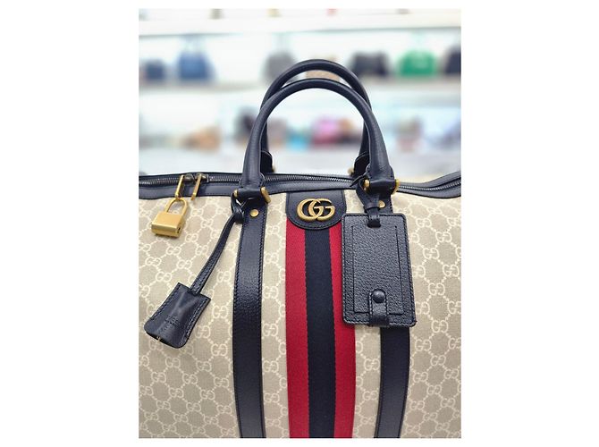 Gucci Borsa da Viaggio Savoy Duffle Blu - vista 21