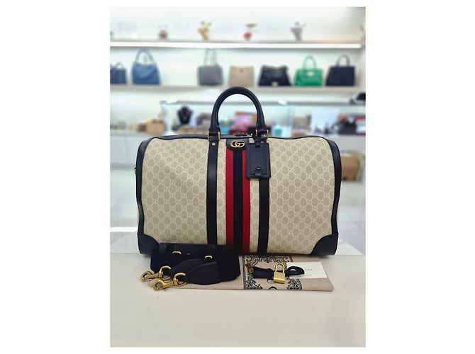 Gucci Borsa da Viaggio Savoy Duffle Blu - vista 9