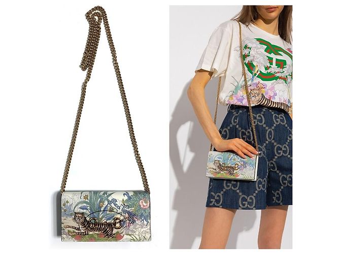 Horsebit 1955 Gucci Borsa a Spalla Portafoglio Horsebit Tiger UTJAC Multicolore - vista 11