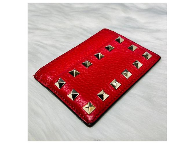 Valentino Portacarte Red Rockstud Rosso - vista 3