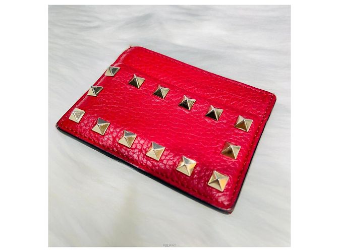 Valentino Portacarte Red Rockstud Rosso - vista 6