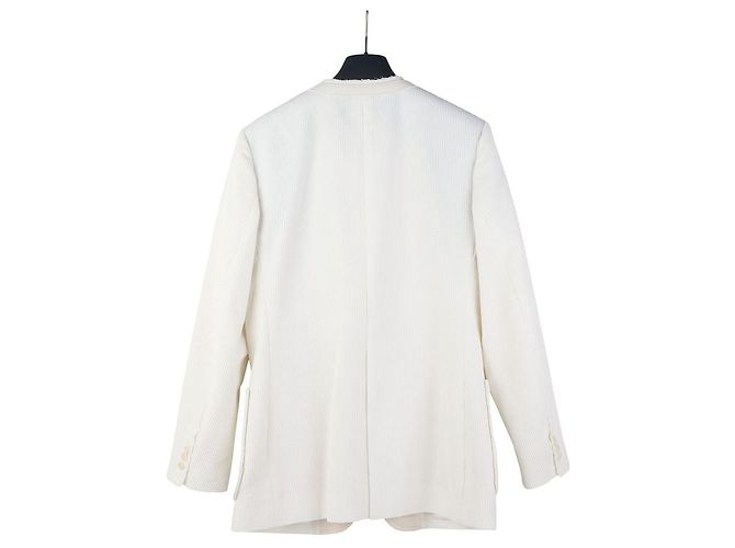 Louis Vuitton Blazer Assimétrico com Detalhes em Couro e Veludo Cotelê Year Invoice) Prata - vista 2