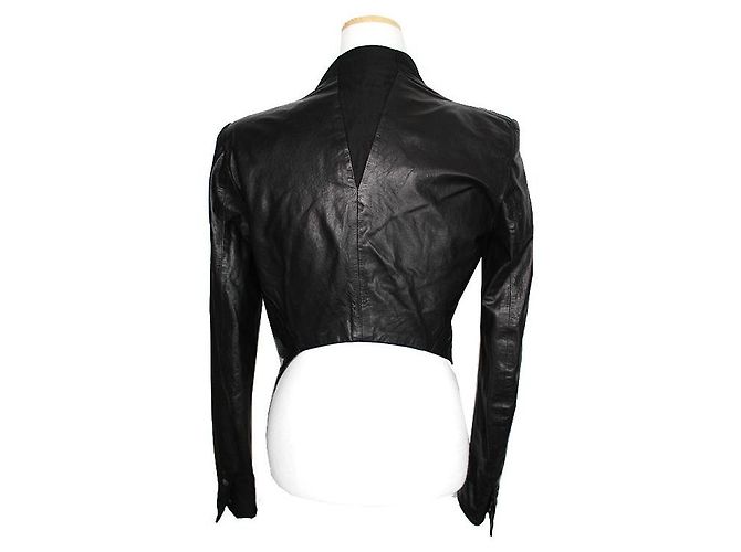 Helmut Lang Black Ramskin Asymmetrical Short Jacket - view 2
