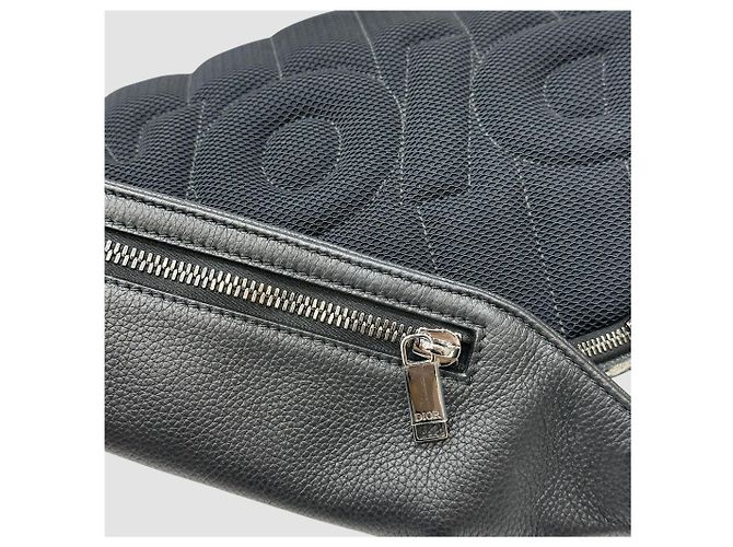 Dior Borsa a tracolla in jacquard Oblique nera in pelle di vitello granulata Nero - vista 10