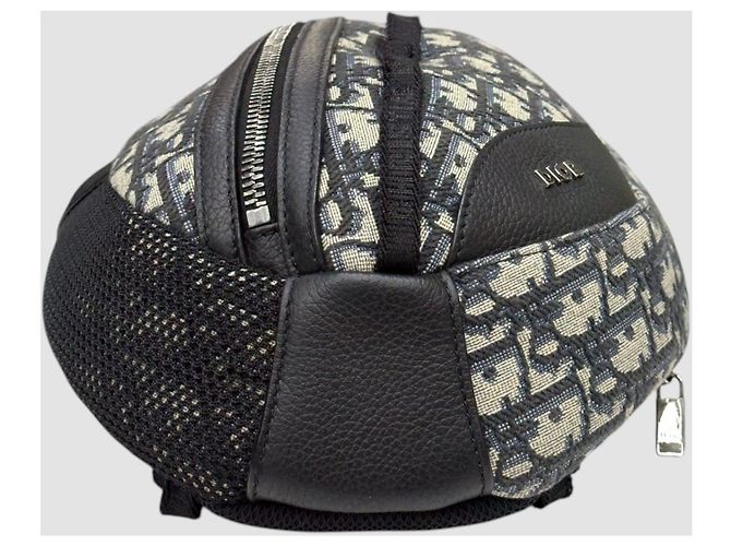Dior Borsa a tracolla in jacquard Oblique nera in pelle di vitello granulata Nero - vista 6