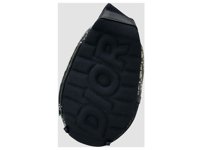 Dior Borsa a tracolla in jacquard Oblique nera in pelle di vitello granulata Nero - vista 7