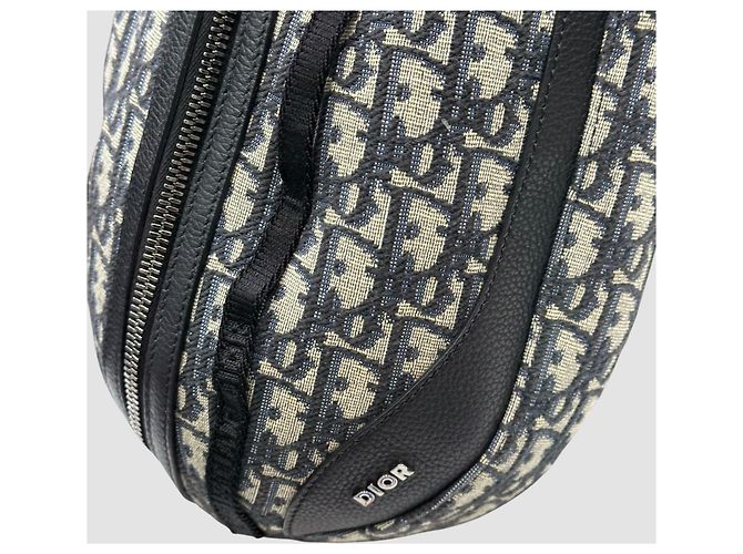 Dior Borsa a tracolla in jacquard Oblique nera in pelle di vitello granulata Nero - vista 8