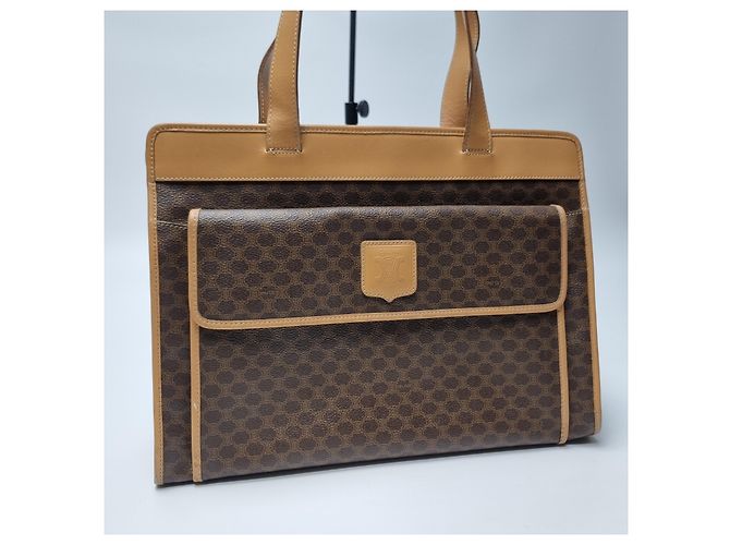 Céline Borsa shopper Triomphe Macadam con taschino Borsa a tracolla Marrone - vista 4