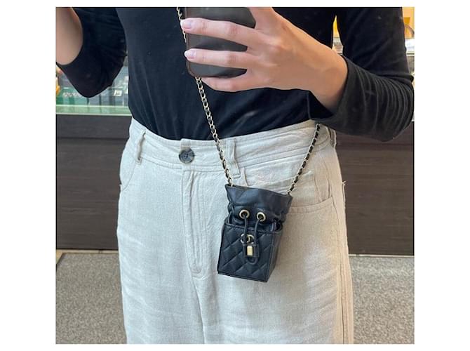 Chanel Mini borsa a secchiello con catena a tracolla nera Nero - vista 8