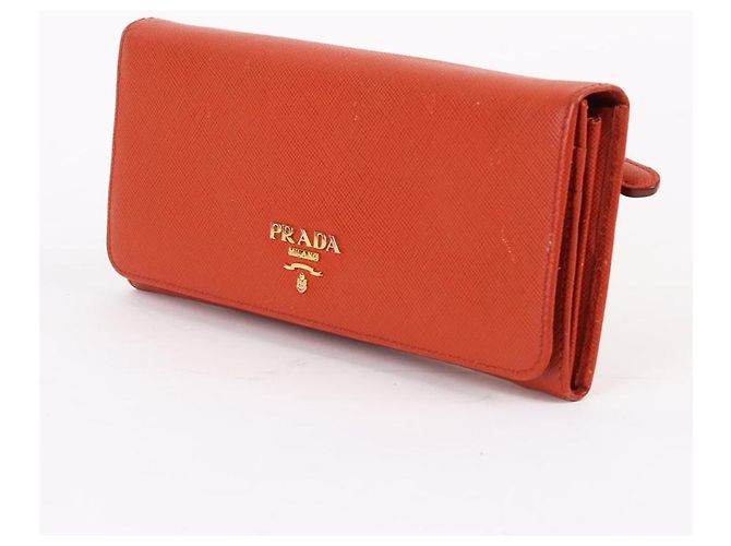 Prada Cartera larga Saffiano dorada naranja para mujer - vista 3