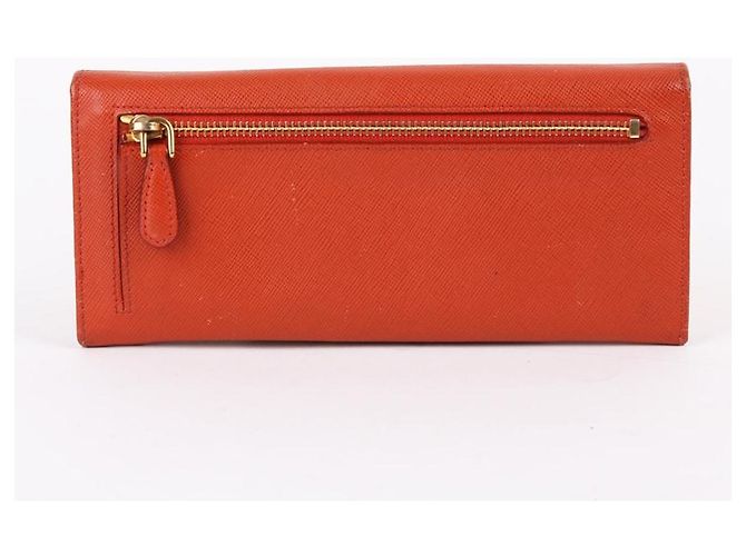 Prada Cartera larga Saffiano dorada naranja para mujer - vista 7