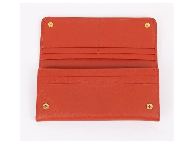 Prada Cartera larga Saffiano dorada naranja para mujer - vista 8