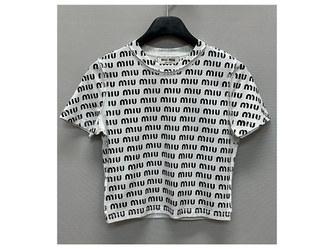 Miu Miu Camiseta de algodón con estampado Plata - vista 2