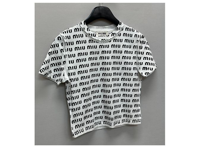 Miu Miu Camiseta de algodón con estampado Plata - vista 3