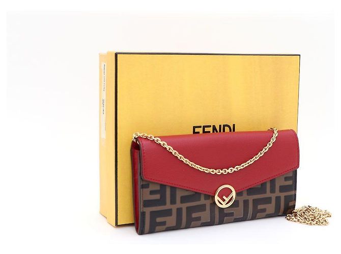 Fendi WOC Mini Chain Wallet Crossbody Marrone - vista 2