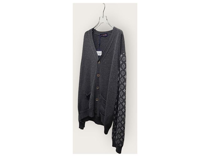 Louis Vuitton Monogramm-Mix Cardigan aus grauem Kaschmir Braun - Ansicht 2