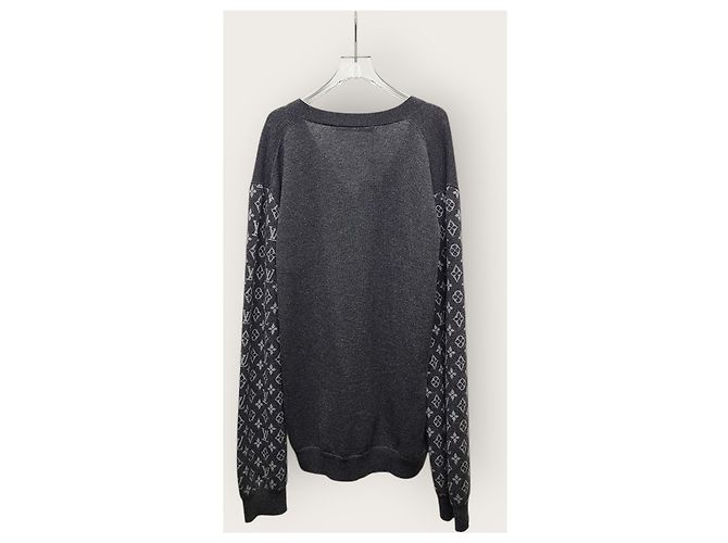 Louis Vuitton Monogramm-Mix Cardigan aus grauem Kaschmir Braun - Ansicht 3