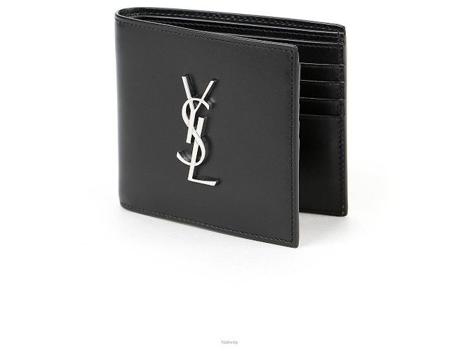 Saint Laurent Silver Logo Wallet Black - view 8