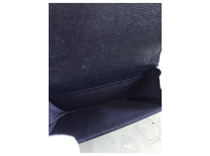 Chanel Navy Caviar CC Logo Three-Fold Compact Wallet Series Blue - view 4
