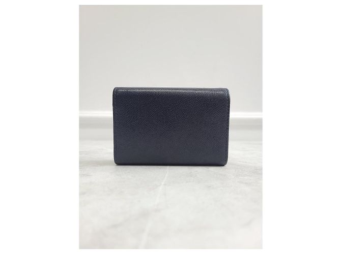 Chanel Navy Caviar CC Logo Three-Fold Compact Wallet Series Blue - view 6