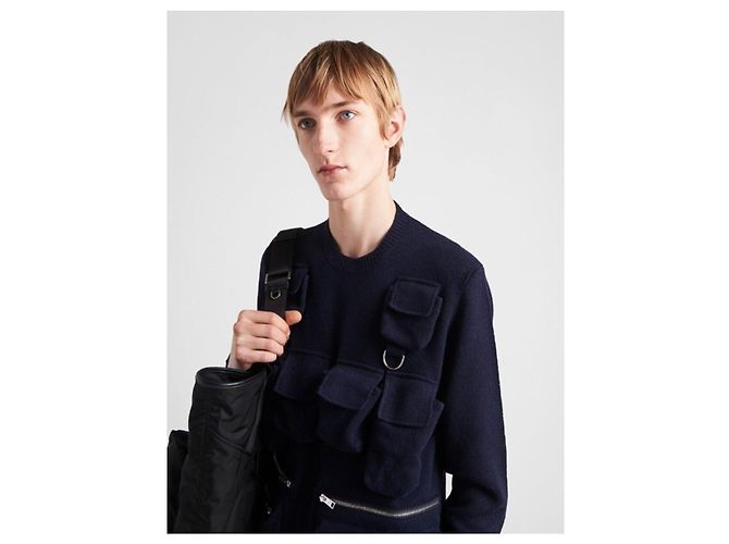 Prada Wool Shetland Jumper Round Neck Silvery - view 9