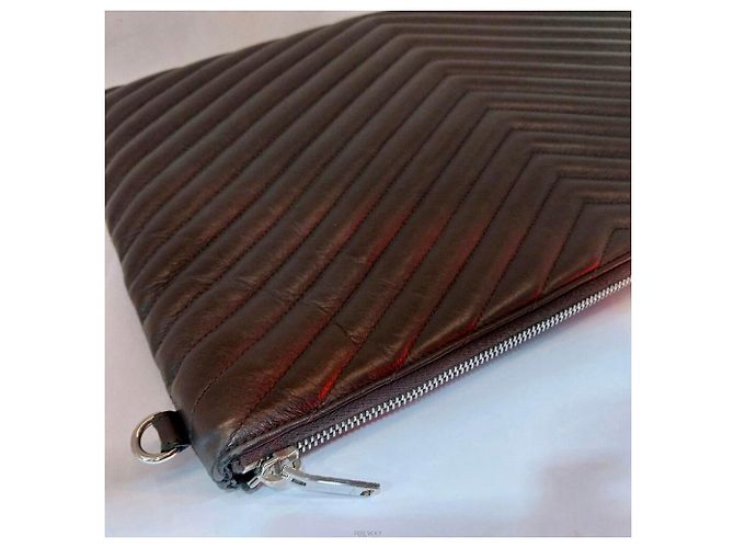Saint Laurent Clutch acolchado plateado Castaño - vista 3