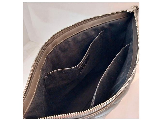 Saint Laurent Clutch acolchado plateado Castaño - vista 7