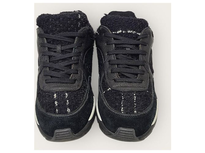 Chanel Sneakers Cruise in tweed nero con logo CC - vista 6