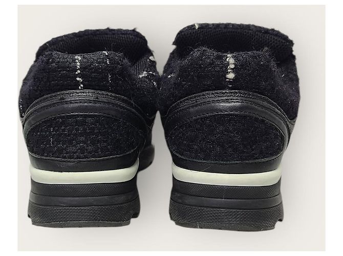 Chanel Sneakers Cruise in tweed nero con logo CC - vista 7