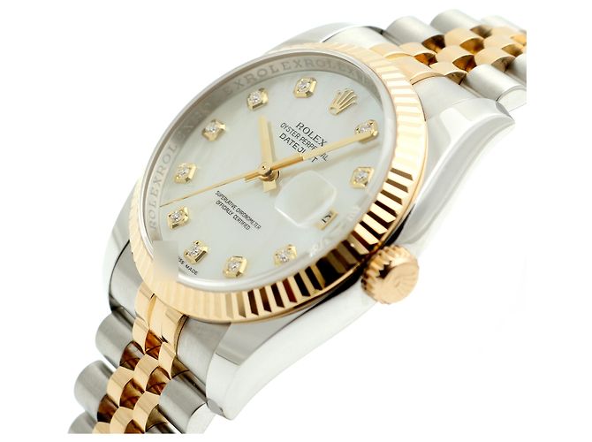 Rolex Orologio Combinato Datejust da Uomo con Quadrante in Madreperla MOP e Diamanti Bianco - vista 10