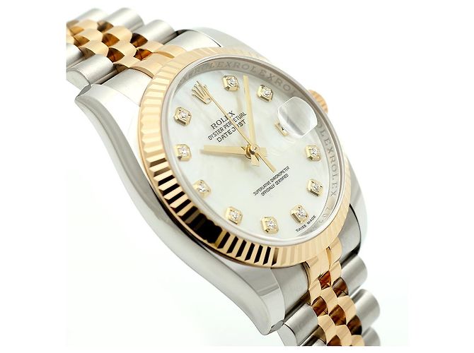 Rolex Orologio Combinato Datejust da Uomo con Quadrante in Madreperla MOP e Diamanti Bianco - vista 11