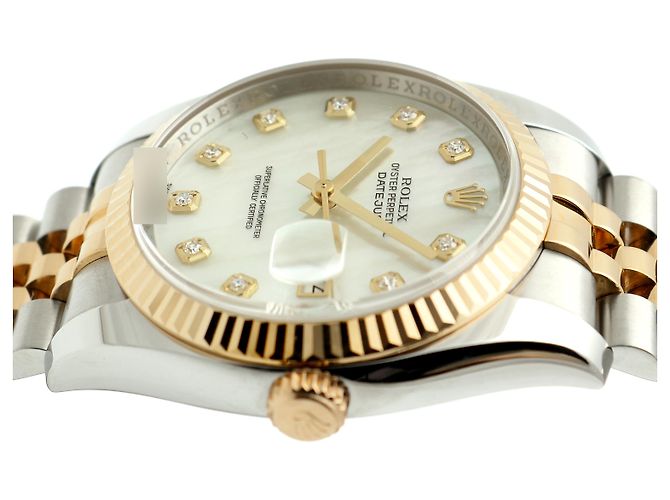 Rolex Orologio Combinato Datejust da Uomo con Quadrante in Madreperla MOP e Diamanti Bianco - vista 12