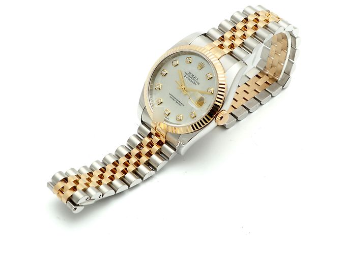Rolex Orologio Combinato Datejust da Uomo con Quadrante in Madreperla MOP e Diamanti Bianco - vista 14