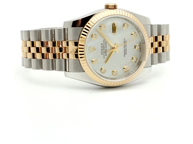 Rolex Orologio Combinato Datejust da Uomo con Quadrante in Madreperla MOP e Diamanti Bianco - vista 19