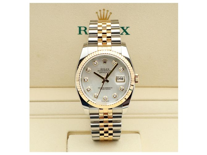 Rolex Orologio Combinato Datejust da Uomo con Quadrante in Madreperla MOP e Diamanti Bianco - vista 2