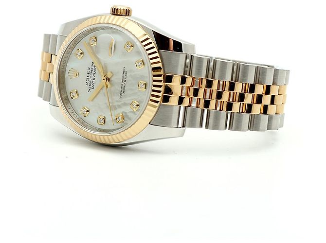 Rolex Orologio Combinato Datejust da Uomo con Quadrante in Madreperla MOP e Diamanti Bianco - vista 20