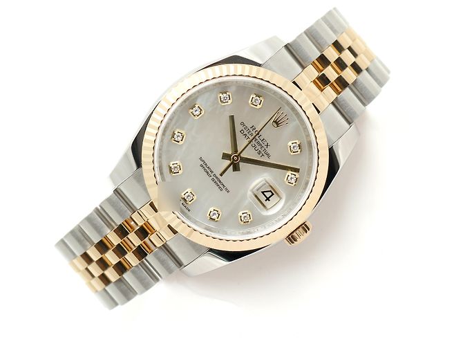 Rolex Orologio Combinato Datejust da Uomo con Quadrante in Madreperla MOP e Diamanti Bianco - vista 22