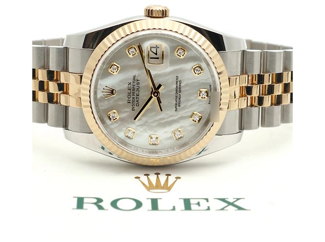 Rolex Orologio Combinato Datejust da Uomo con Quadrante in Madreperla MOP e Diamanti Bianco - vista 23