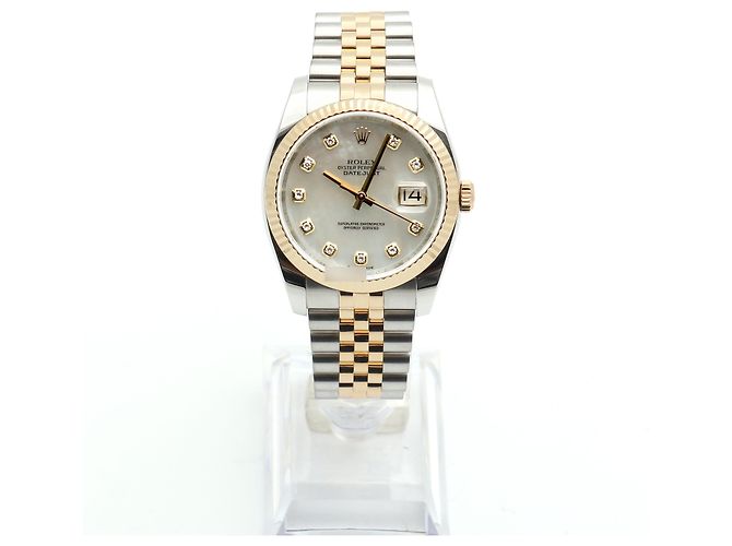 Rolex Orologio Combinato Datejust da Uomo con Quadrante in Madreperla MOP e Diamanti Bianco - vista 3